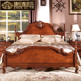 美式乡村复古实木雕花1.8米双人床 简欧卧室家具1.5米储物高箱床