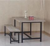 美式乡村铁艺实木餐桌椅简约现代长方形4人餐厅饭桌整装原木桌椅