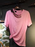 2016新款夏欧洲站时尚T恤领口串珠莫代尔上衣纯色宽松女装