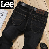 LEEPU'S新款黑色牛仔裤男直筒修身款春秋季青年男士小脚长裤子潮