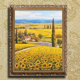 大芬纯手绘风景田园向日葵花卉油画欧式中式客厅玄关装饰挂画8