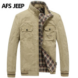 AFS JEEP中年夹克男士双面修身外套秋季立领外穿薄款两面穿外套男
