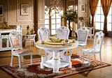 现代简约黄玉白色实木圆桌欧式大理石圆桌烤漆饭桌餐台餐桌椅组合