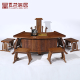红木中式功夫茶泡茶桌 茶台茶几实木茶桌椅组合 全鸡翅木仿古家具