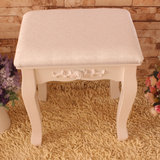 欧式简约白色实木梳妆台凳子韩式田园梳妆凳影楼化妆椅子卧室坐凳