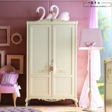 儿童房家具定制 意大利欧式公主实木衣柜新古典环保白色儿童衣柜