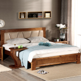 全实木床皮质感软靠双人高箱大床1.5/1.8米婚床简约新中式家具