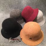 韩国男女式M字母羊毛加厚渔夫帽子秋冬新款户外折叠甜美盆帽包邮
