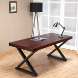 复古铁艺实木书桌办公桌简约电脑桌椅组合双人书桌写字台工作桌子