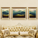 欧式风景油画客厅装饰画玄关沙发背景墙画壁画挂画三联画 巨人山