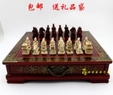 仿古兵马俑立体人物国际象棋木质棋盘中国风特色出国礼品送老外