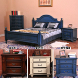 欧式床简约大床英伦1.8米双人床地中海蓝婚床复古1.5米木床酒店床