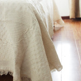 三层北欧风格纯棉线毯子 白色加厚床盖床边毯方格沙发毯四种图案