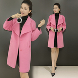 2015冬季新款女装韩版中长款加厚保暖茧型毛呢外套端庄大气呢大衣