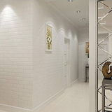 3D凹凸文化砖立体砖块砖头客厅背景墙纸纯白色砖纹服装店白砖壁纸