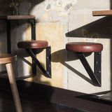 LOFT美式工业风格铁艺实木吧台桌吧凳吧椅节省空间固定墙上吧椅