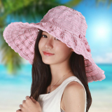 夏天女遮阳帽韩版潮大沿户外防晒沙滩帽防紫外线折叠太阳帽子逛街