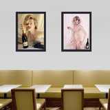 酒吧性感女郎装饰画主题酒吧餐厅咖啡厅美女海报有框画墙壁挂画