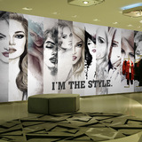 时尚人物艺术大型壁画 KTV休闲吧服装店理发美容院个性背景墙壁纸