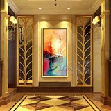 赵无极抽象油画装饰画客厅有框画玄关酒店大型壁画竖版手绘无框画