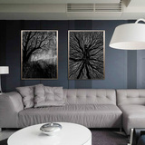 黑白抽象人物树木有框画卧室书房背景墙无框画油画布喷绘画心墙画