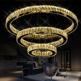 圆环不锈钢LED水晶吊灯 简约现代客厅灯餐厅卧室创意个性灯具灯饰