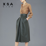 XSA欧美大牌高端秋时尚女装两件套皮裙气质名媛套装修身半身裙潮