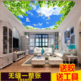 蓝天白云卧室客厅天花板吊顶壁纸3d立体无缝墙纸大型壁画欧式棚顶