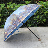 中益双层雨伞油画风格复古伞防晒折叠太阳伞女晴高端出口雨伞男士