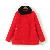 2015冬季新款韩版大码中长款女装棉服加肥加大宽松棉衣双排扣外套