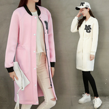 2016新款韩版直筒太空棉棒球服风衣女中长款空气层休闲夹克衫外套