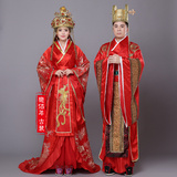 中式汉式结婚礼服新郎新娘汉唐婚服红色皇帝皇后唐装汉服古装男女