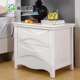 简约中式家具百搭实木橡木床头柜 白色抽屉储物超大收纳床边柜