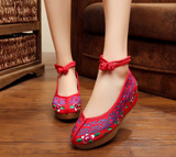 5厘米坡跟花纹 老北京绣花布鞋女单鞋民族风刺绣中国文化 休闲