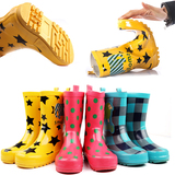 韩国外单防滑儿童雨鞋男女学生四季水靴大小宝宝可爱卡通中筒雨靴