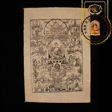 西藏红藏传佛教佛祖传承图传统手工印刷狼毒草藏纸挂画特色无框画