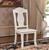 实木餐椅 全橡木 白色烤漆亮光 欧式餐椅 描银 实木餐椅 家用椅