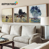 美式装饰画客厅现代简约沙发背景三联画风景壁画卧室挂画乡村牧歌