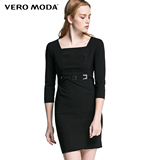 Vero Moda2016新品优雅梯字领七分袖修身夏季连衣裙31617D010