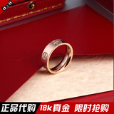 香港正品代购戒指名牌指环对戒18K玫瑰宽版男女情侣黄金三钻婚戒