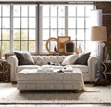 美式布艺拉扣沙发欧式单三人实木沙发小户型简约现代客厅沙发组合