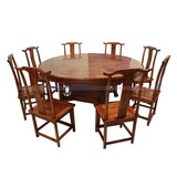 明清古典实木大圆桌 饭店家用木头餐桌椅组合1.6米圆桌椅组合特价