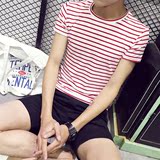 风森夏季韩版男士短袖T恤青少年学生潮男装日系条纹打底衫海魂衫