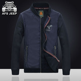 AFS JEEP 战地吉普春秋新款男士加绒加厚棒球领夹克休闲外套上衣