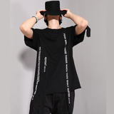 GD权志龙同款日韩版宽松短袖T恤男装夏季个性织带不规则长短夜店