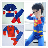 钢铁侠套装儿童超人蜘蛛侠衣服套装大男孩宝宝T恤两件套男童长袖