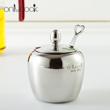 onlycook 304不锈钢调味罐 单个调料罐 欧式调料瓶放盐罐子调味盒