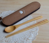 天天特价 便携餐具套装  便携式木质餐具 原木筷子勺子旅行餐具
