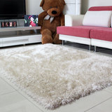 地毯客厅现代时尚卧室茶几地毯床边飘窗垫长毛亮丝米白色地毯定制