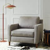 高端定制新款美式欧式时尚实木休闲椅  现代简约布艺单人沙发